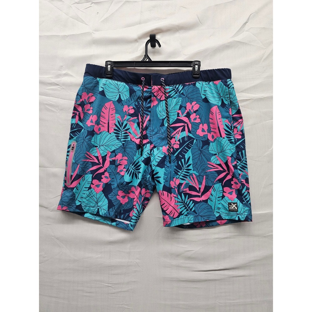ZeroXposur Mens Swim Trunks XXL‎ Pink Island Tropical Leaf Print UPF 50+ C88041S